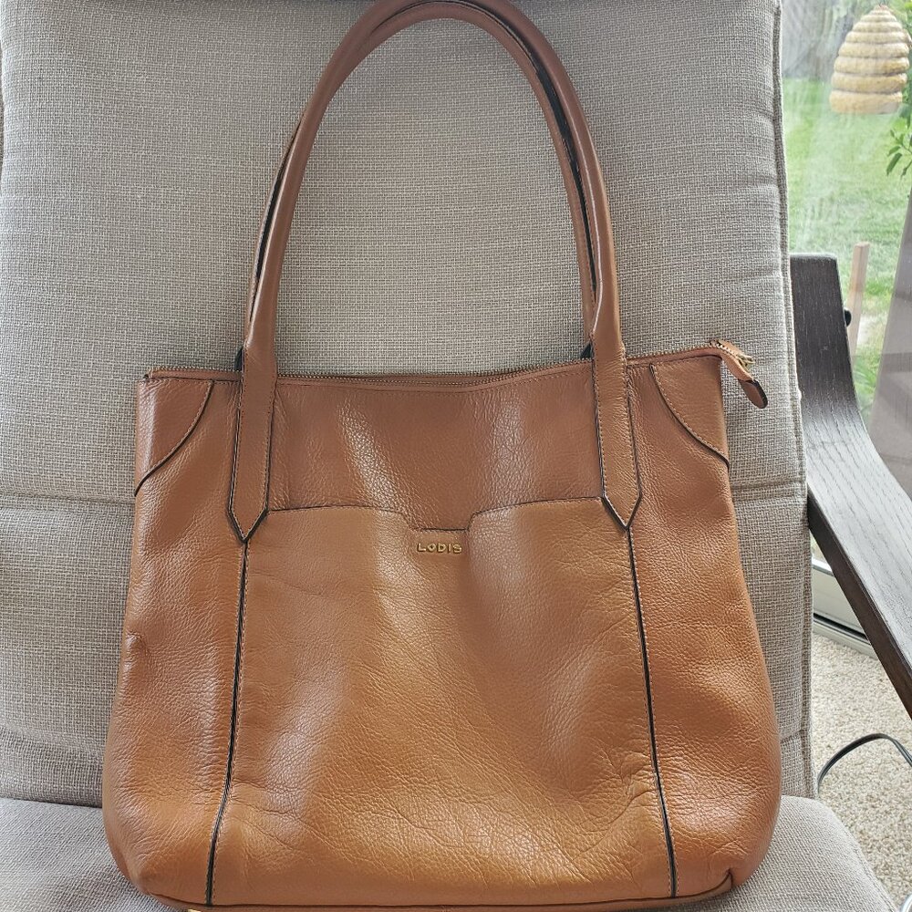 Lodis tan leather tote